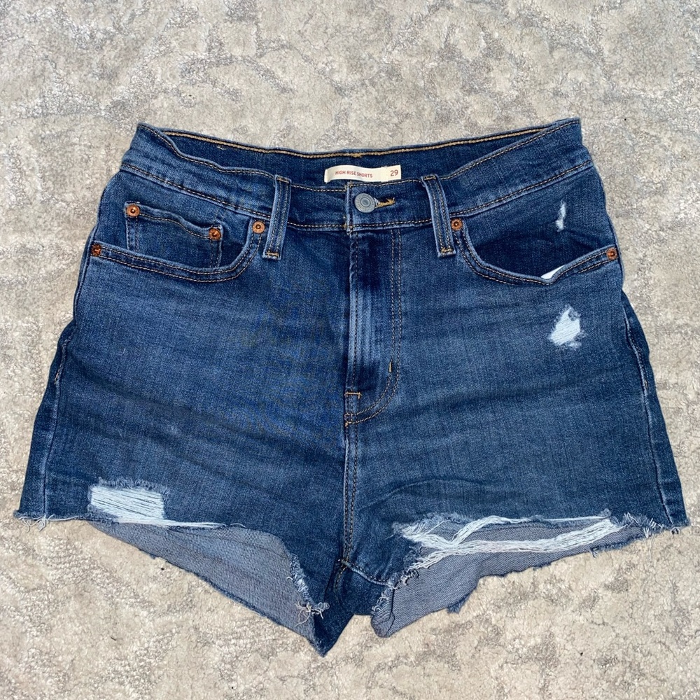 Levi’s Dark Wash High Rise Denim Shorts